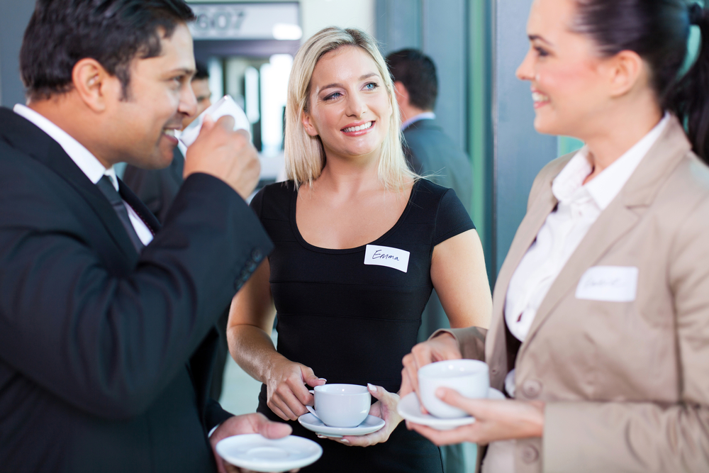 introverts having coffee during networking event