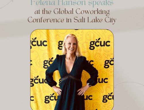Felena Hanson speaks at the Global Coworking Conference in Salt Lake City